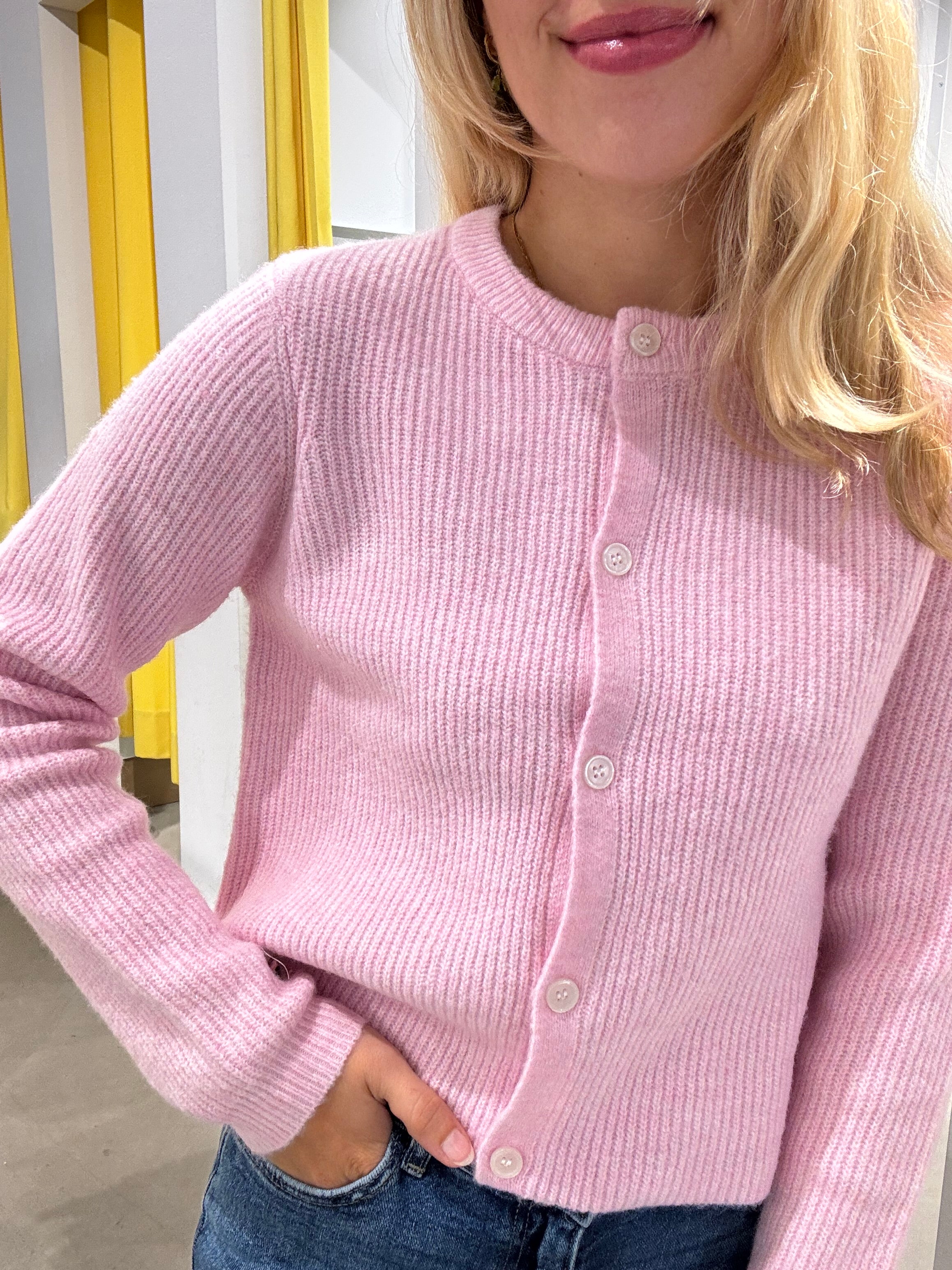 PCSILLY Knit Cardigan - Roseate Spoonbill